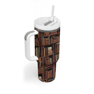 Vintage Book Pattern Tumbler With Handle Personalized TS04 Print Your Wear
