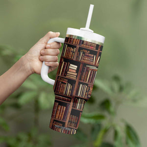 Vintage Book Pattern Tumbler With Handle Personalized TS04 Print Your Wear
