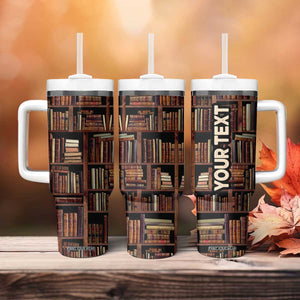 Vintage Book Pattern Tumbler With Handle Personalized TS04 Print Your Wear