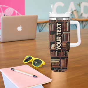 Vintage Book Pattern Tumbler With Handle Personalized TS04 Print Your Wear