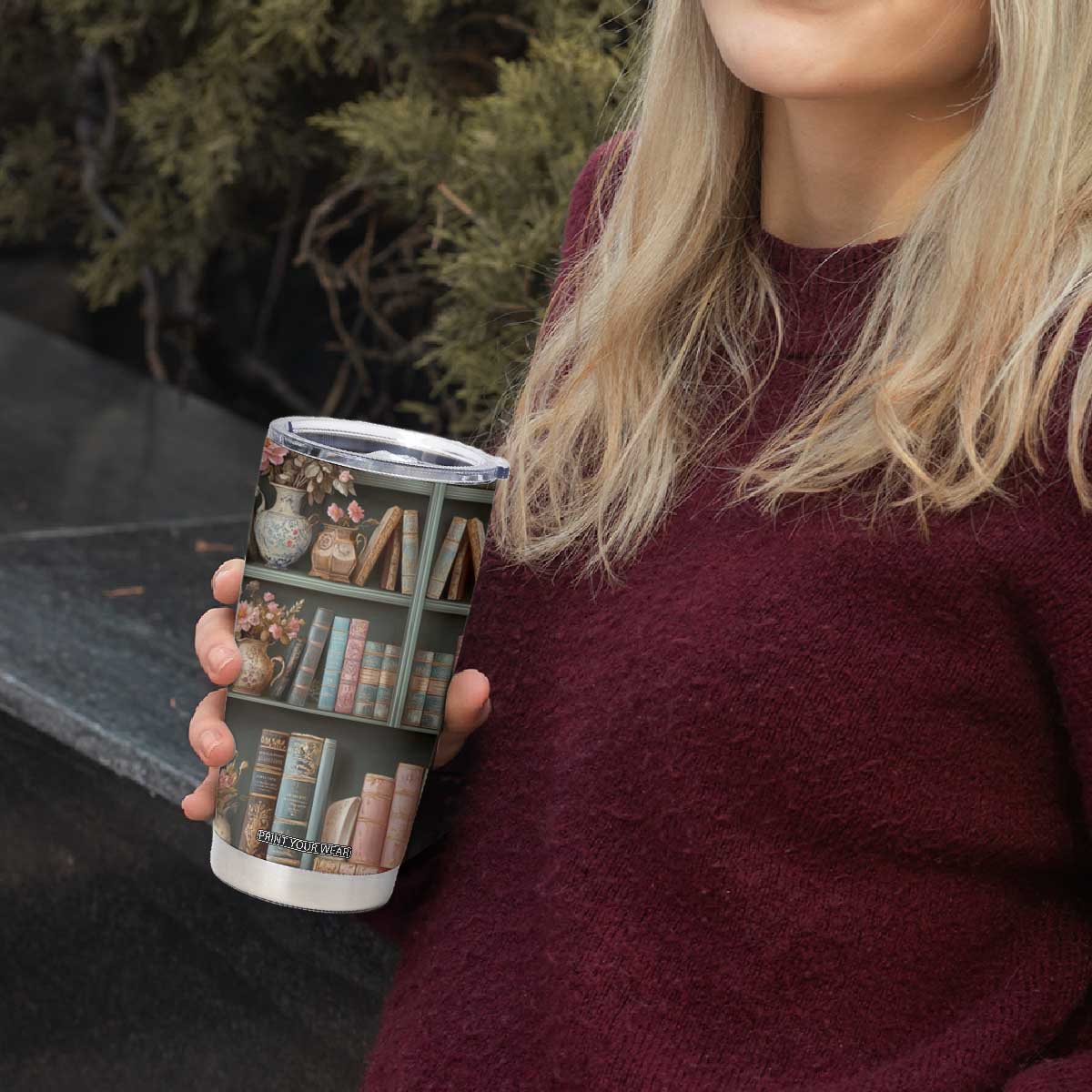 Bookshelf Floral Pattern Tumbler Cup Personalized TS04 Print Your Wear