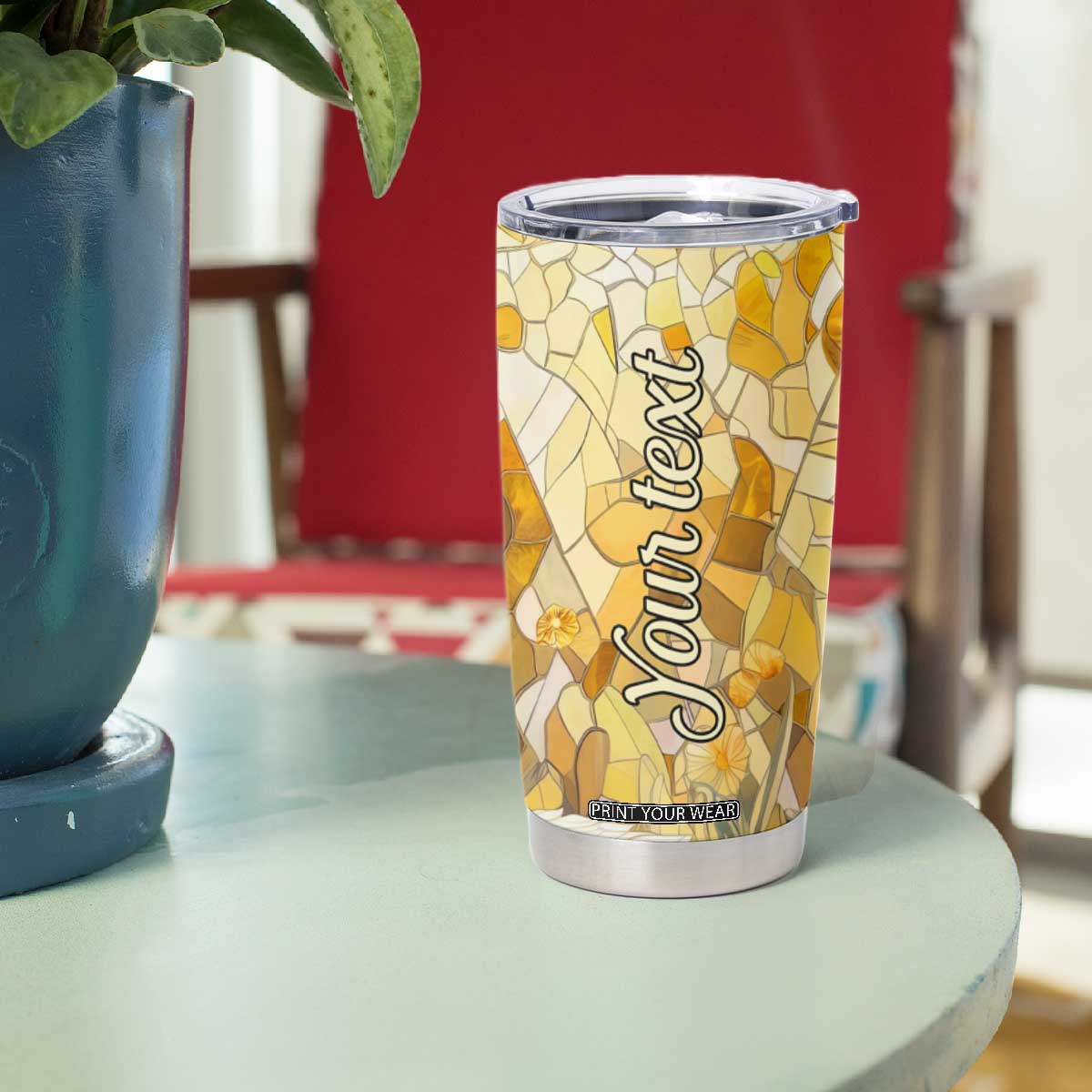 Fox Citrine Crystal Mosaic Tumbler Cup Personalized TS04 Print Your Wear