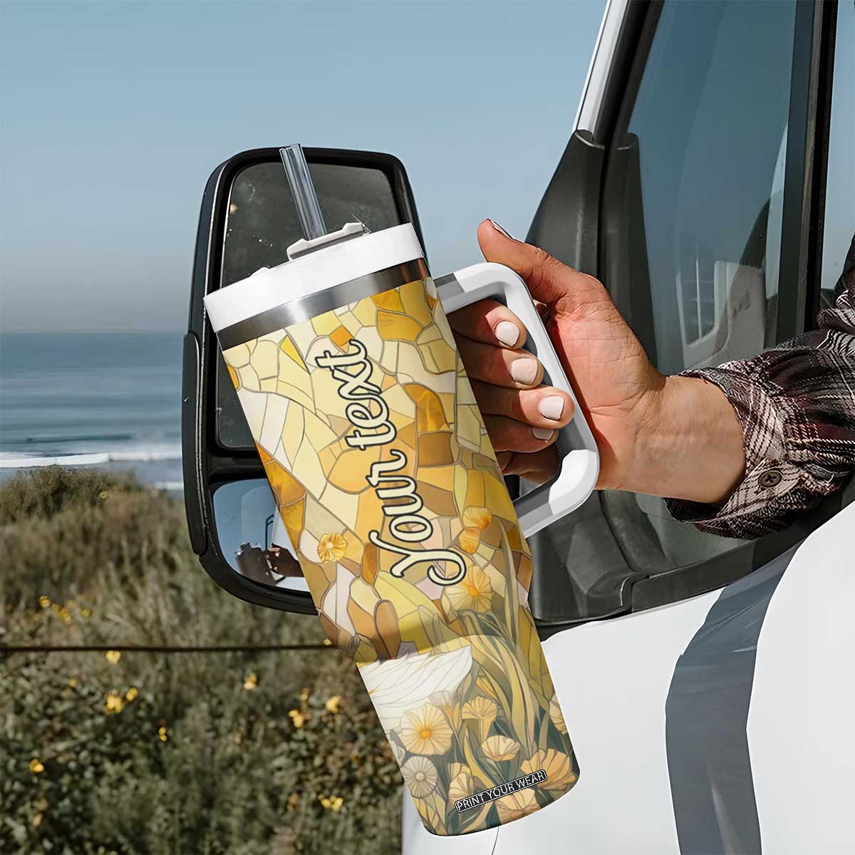 Fox Citrine Crystal Mosaic Tumbler With Handle Personalized TS04 Print Your Wear