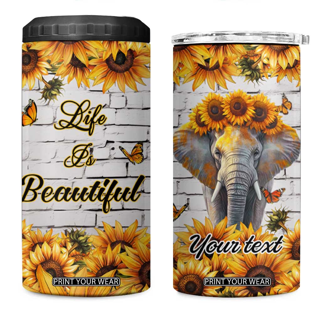 Life Is Beautiful Lovely Elephant 4 in 1 Can Cooler Tumbler Personalized TS04 One Size: 16 oz Multicolor Print Your Wear