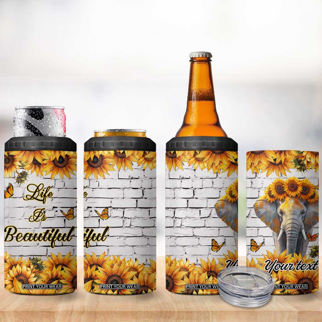 Life Is Beautiful Lovely Elephant 4 in 1 Can Cooler Tumbler Personalized TS04 Print Your Wear