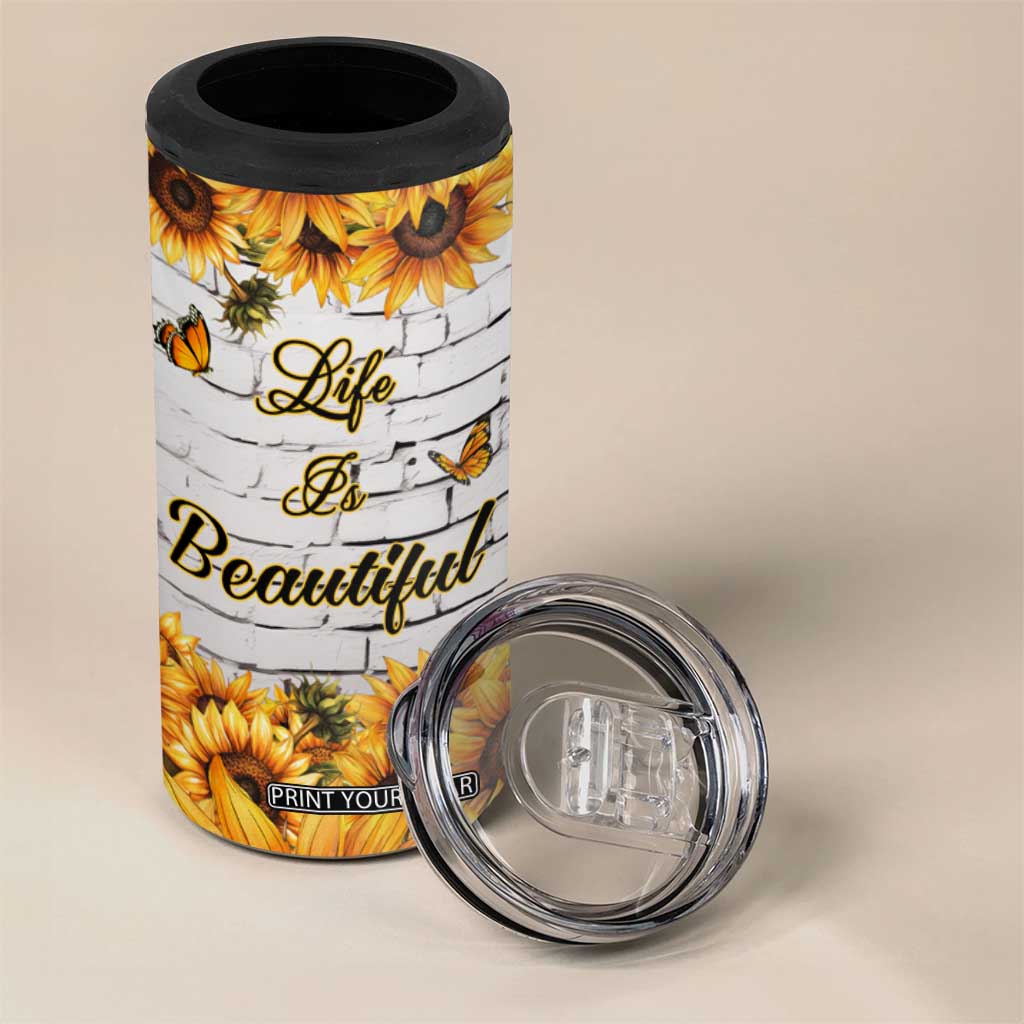 Life Is Beautiful Lovely Elephant 4 in 1 Can Cooler Tumbler Personalized TS04 Print Your Wear