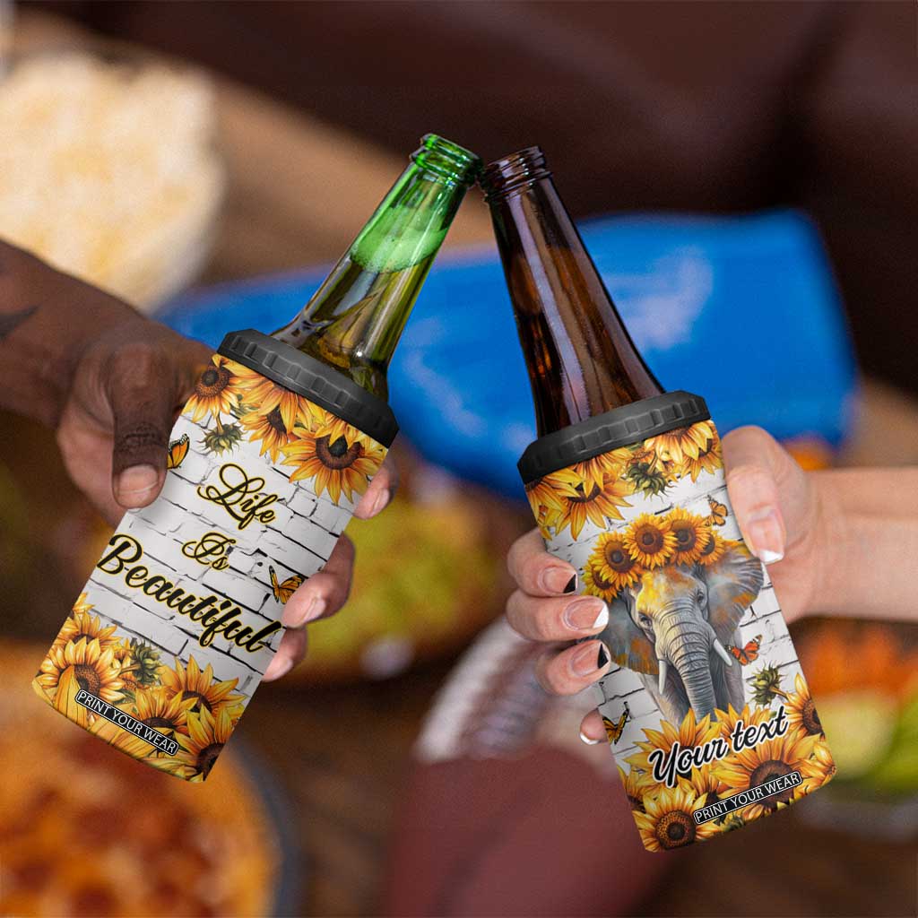 Life Is Beautiful Lovely Elephant 4 in 1 Can Cooler Tumbler Personalized TS04 Print Your Wear