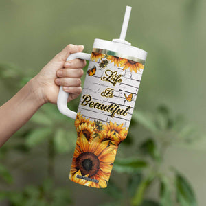 Life Is Beautiful Lovely Elephant Tumbler With Handle Personalized TS04 Print Your Wear