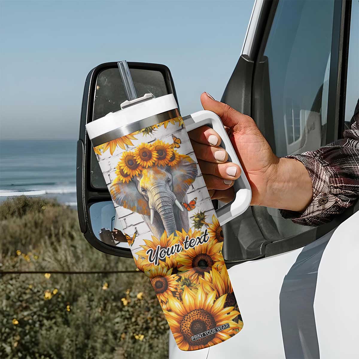 Life Is Beautiful Lovely Elephant Tumbler With Handle Personalized TS04 Print Your Wear