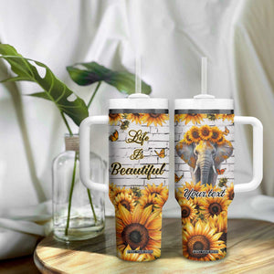 Life Is Beautiful Lovely Elephant Tumbler With Handle Personalized TS04 Print Your Wear