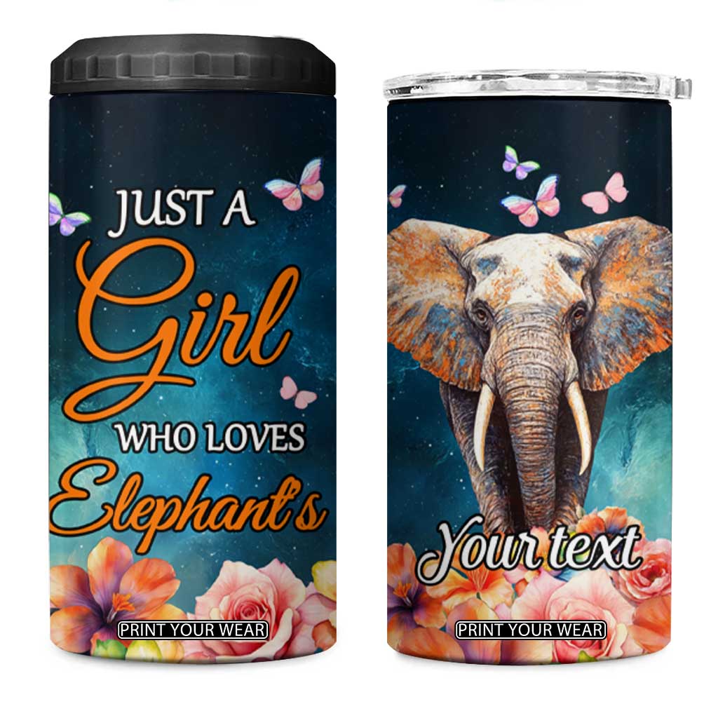 Just A Girl Who Loves Elephants 4 in 1 Can Cooler Tumbler Personalized TS04 One Size: 16 oz Multicolor Print Your Wear