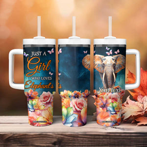 Just A Girl Who Loves Elephants Tumbler With Handle Personalized TS04 Print Your Wear