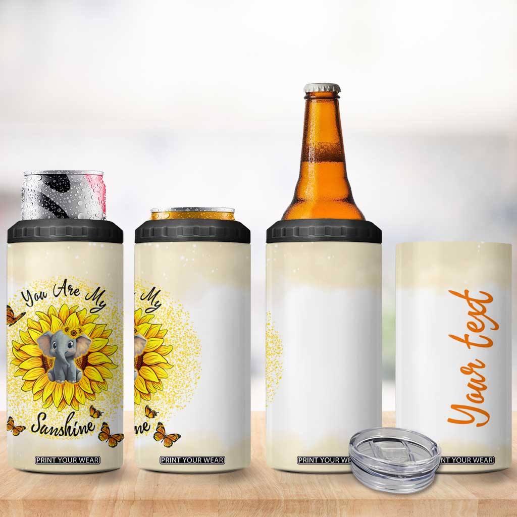 You Are My Sunshine Elephant Sunflower 4 in 1 Can Cooler Tumbler Personalized TS04 Print Your Wear
