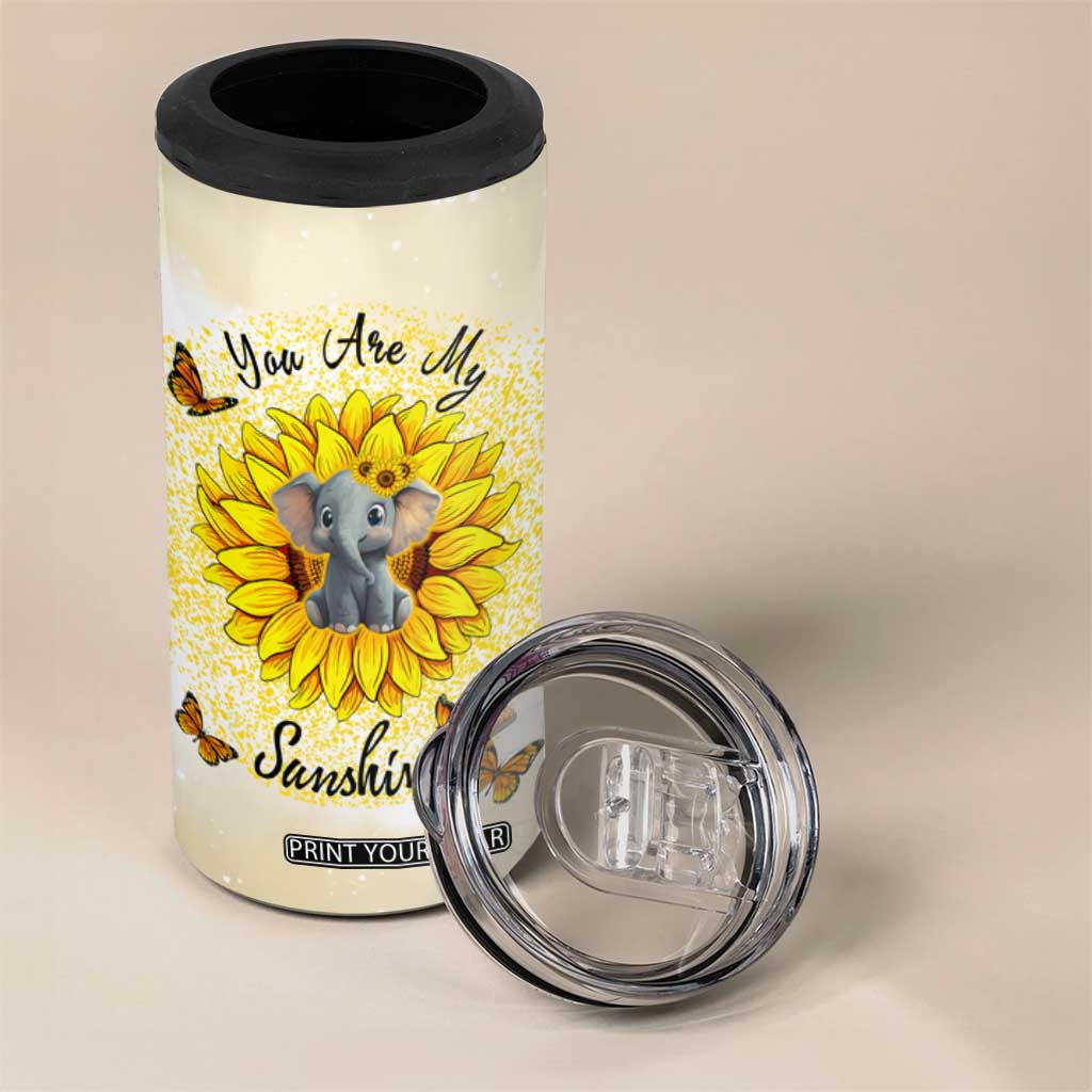 You Are My Sunshine Elephant Sunflower 4 in 1 Can Cooler Tumbler Personalized TS04 Print Your Wear