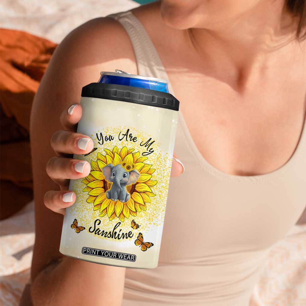 You Are My Sunshine Elephant Sunflower 4 in 1 Can Cooler Tumbler Personalized TS04 Print Your Wear