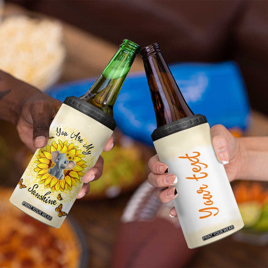 You Are My Sunshine Elephant Sunflower 4 in 1 Can Cooler Tumbler Personalized TS04 Print Your Wear