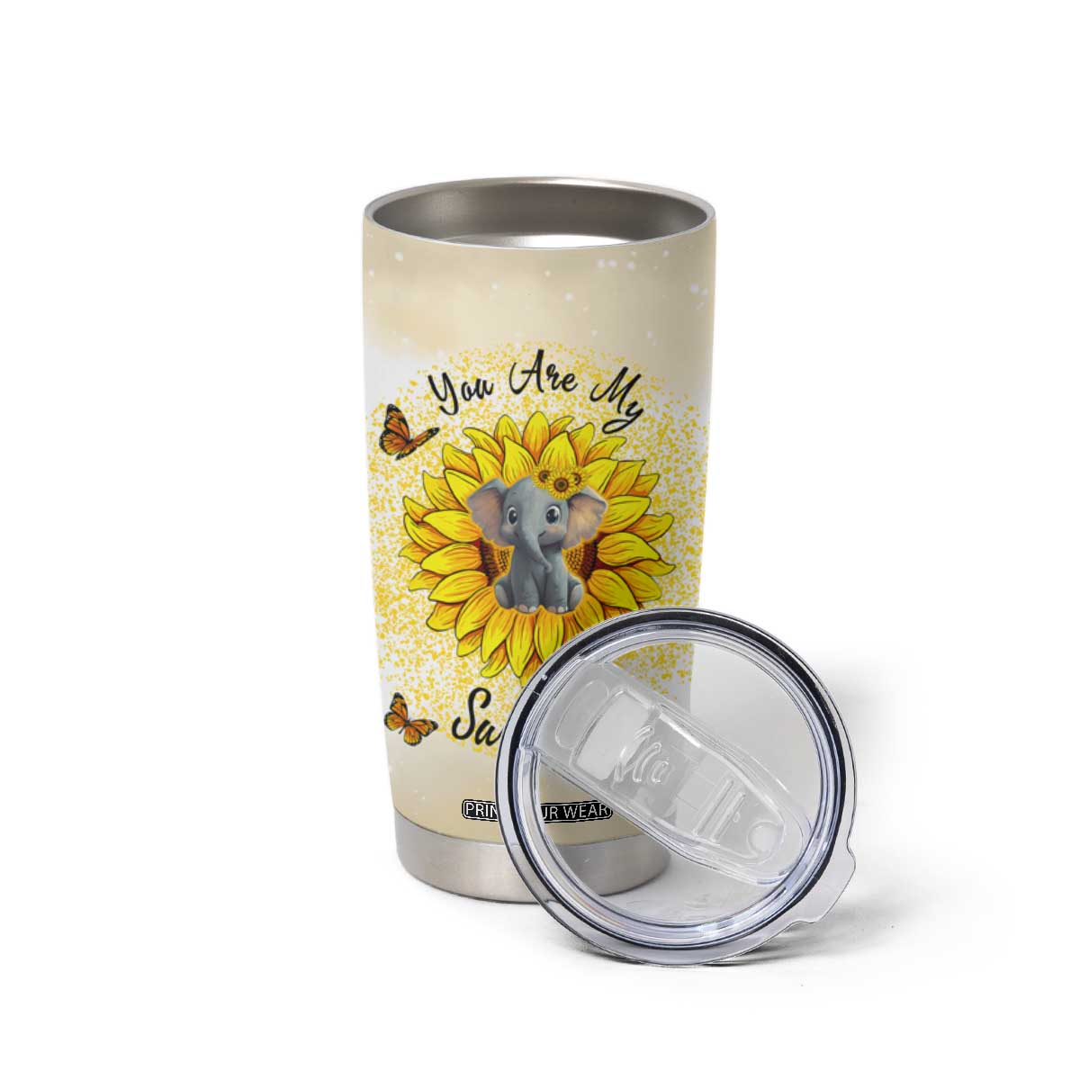 You Are My Sunshine Elephant Sunflower Tumbler Cup Personalized TS04 Print Your Wear