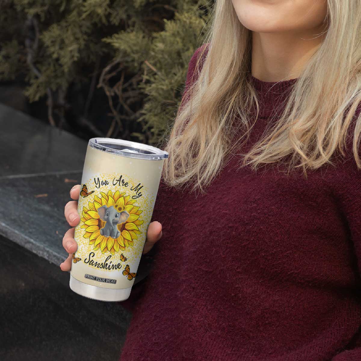 You Are My Sunshine Elephant Sunflower Tumbler Cup Personalized TS04 Print Your Wear