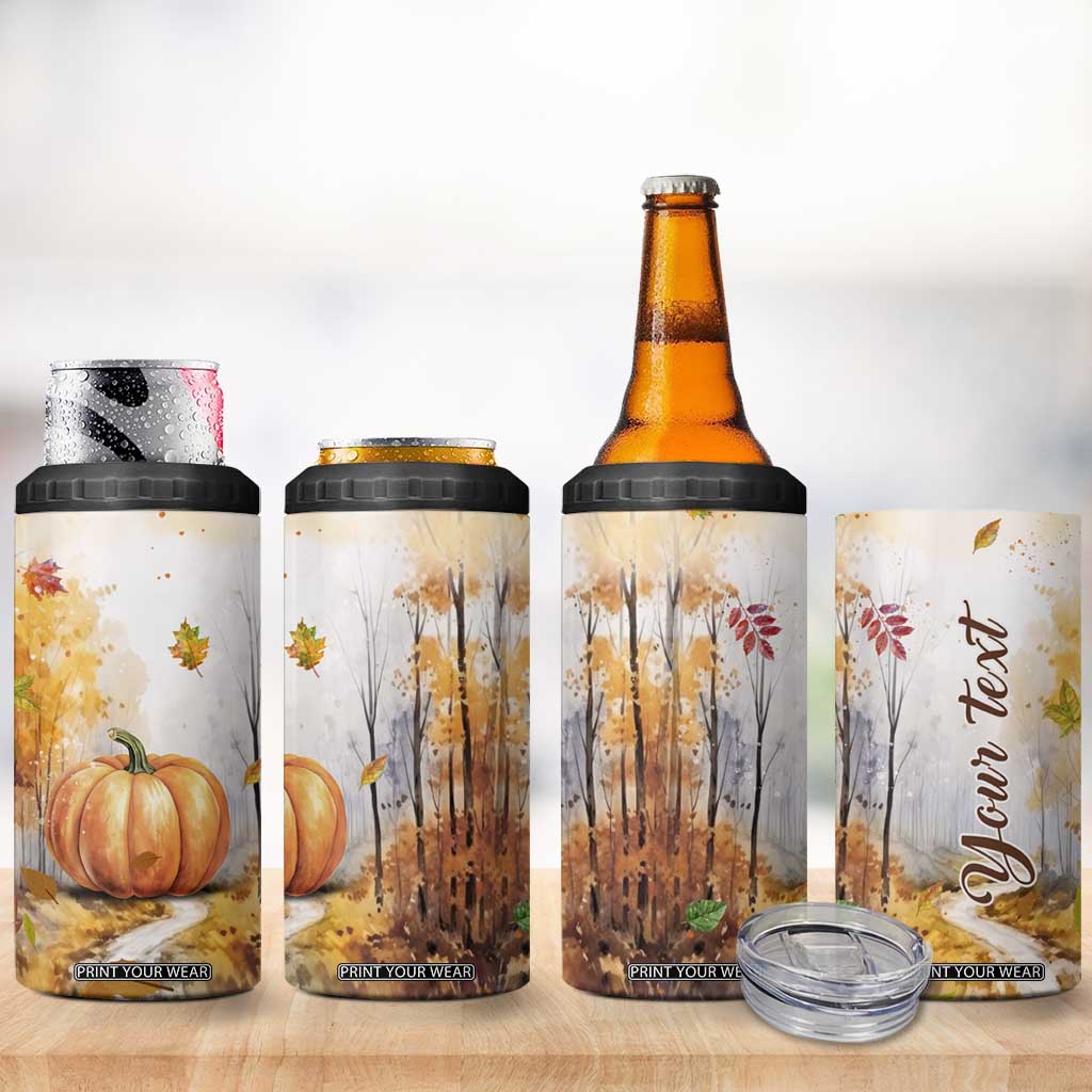 Pumpkin Autumn Leaves Personalized 4 in 1 Can Cooler Tumbler TS04 Print Your Wear