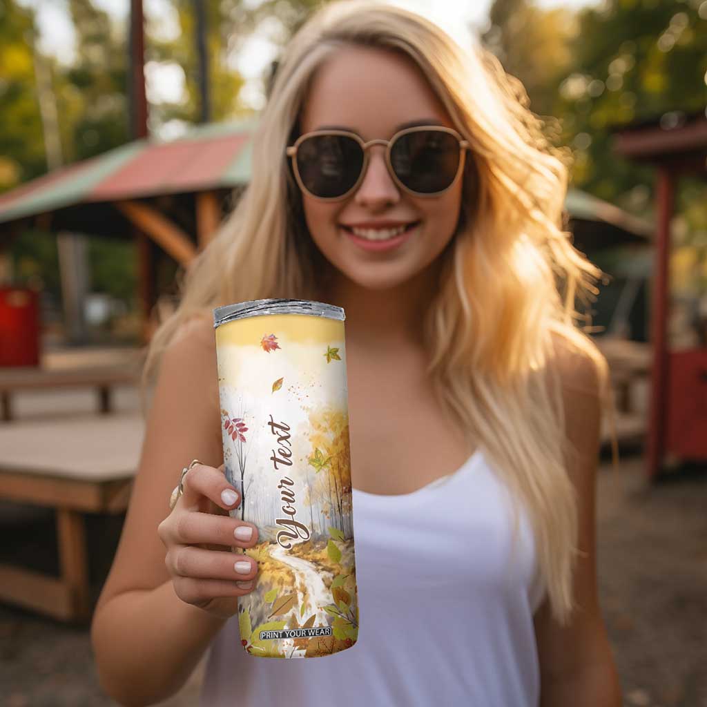 Pumpkin Autumn Leaves Personalized Skinny Tumbler TS04 Print Your Wear