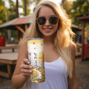 Pumpkin Autumn Leaves Personalized Skinny Tumbler TS04 Print Your Wear