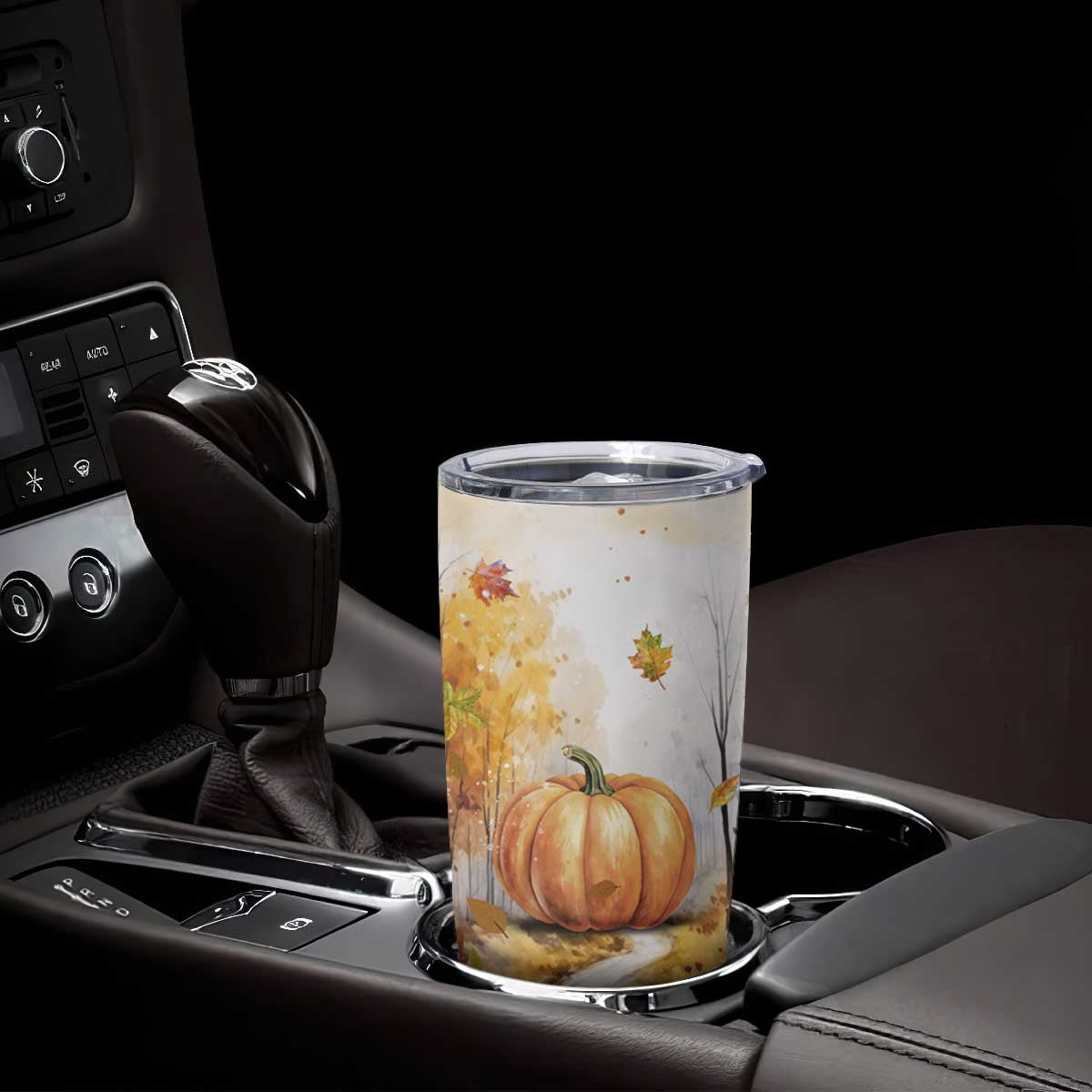 Pumpkin Autumn Leaves Personalized Tumbler Cup TS04 Print Your Wear