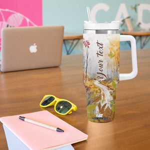 Pumpkin Autumn Leaves Personalized Tumbler With Handle TS04 Print Your Wear