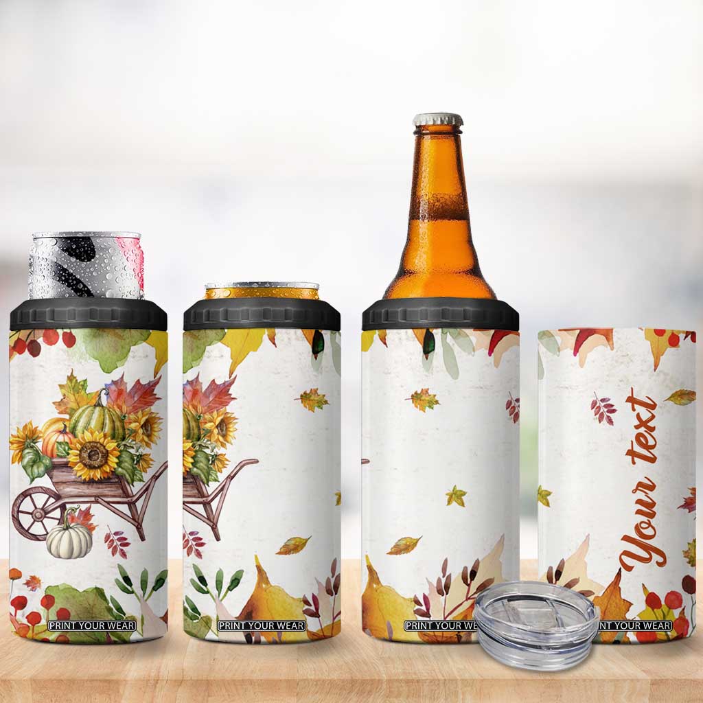 Autumn Pumpkins In The Wheelbarrow Personalized 4 in 1 Can Cooler Tumbler TS04 Print Your Wear
