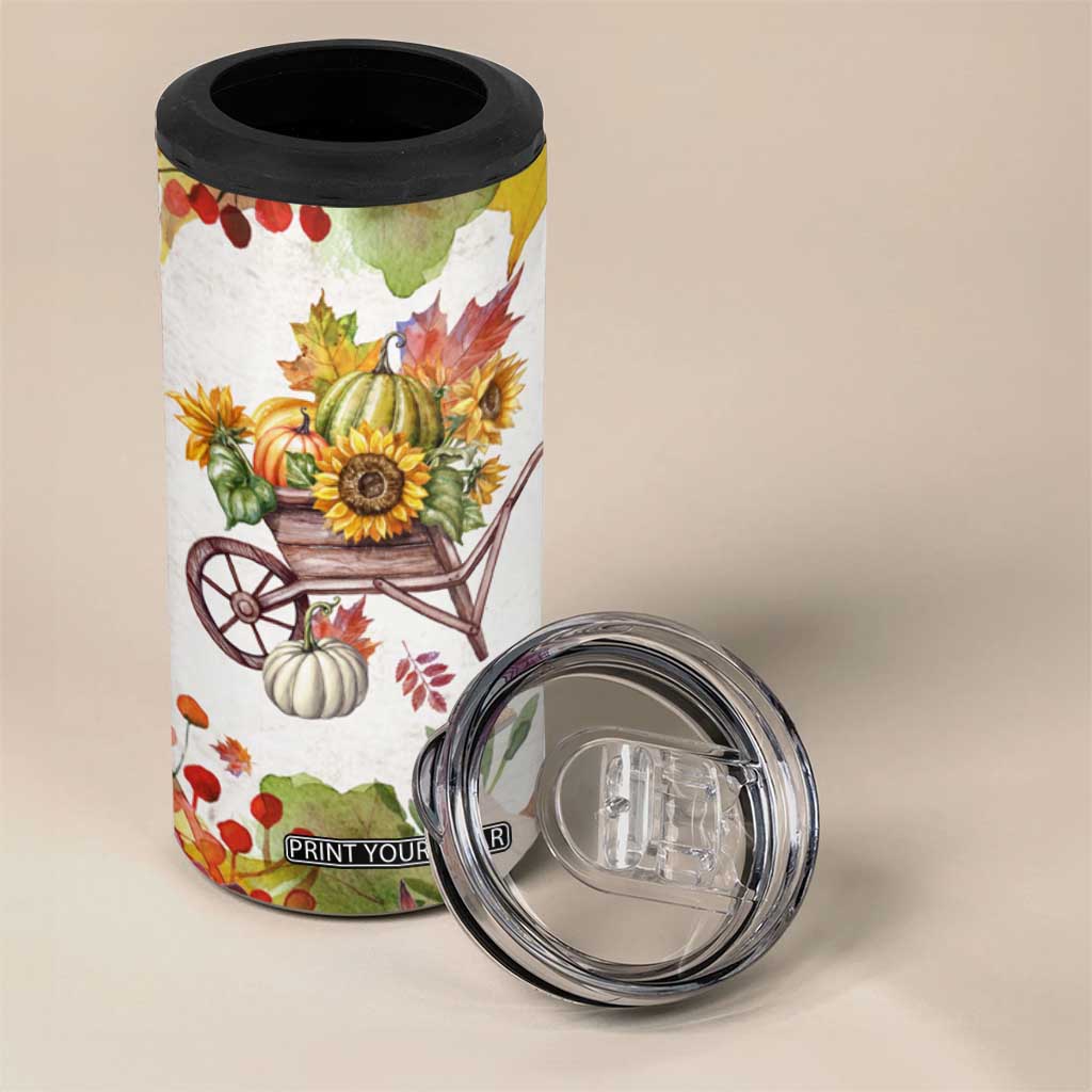 Autumn Pumpkins In The Wheelbarrow Personalized 4 in 1 Can Cooler Tumbler TS04 Print Your Wear