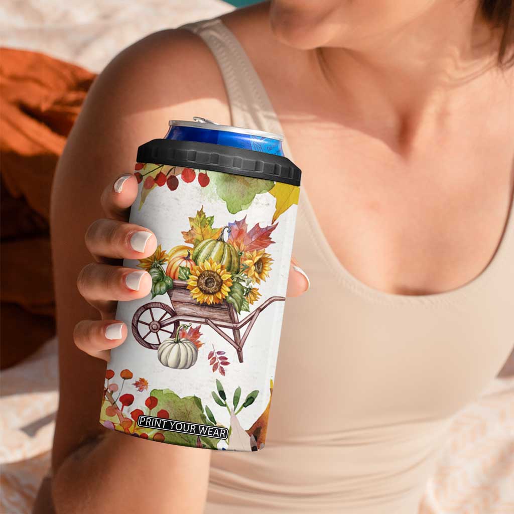 Autumn Pumpkins In The Wheelbarrow Personalized 4 in 1 Can Cooler Tumbler TS04 Print Your Wear