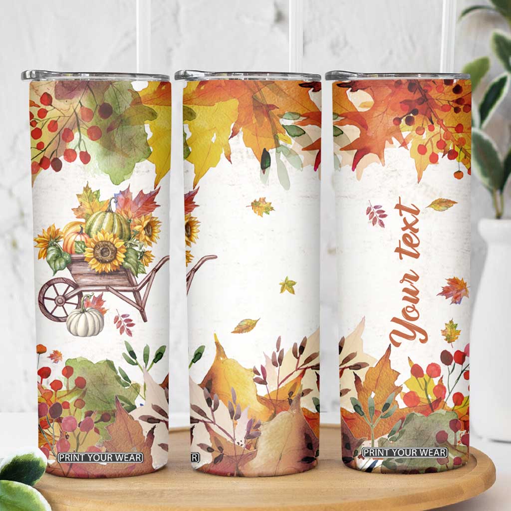 Autumn Pumpkins In The Wheelbarrow Personalized Skinny Tumbler TS04 Print Your Wear