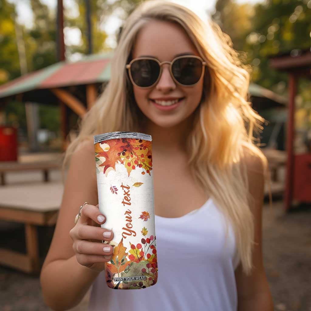 Autumn Pumpkins In The Wheelbarrow Personalized Skinny Tumbler TS04 Print Your Wear