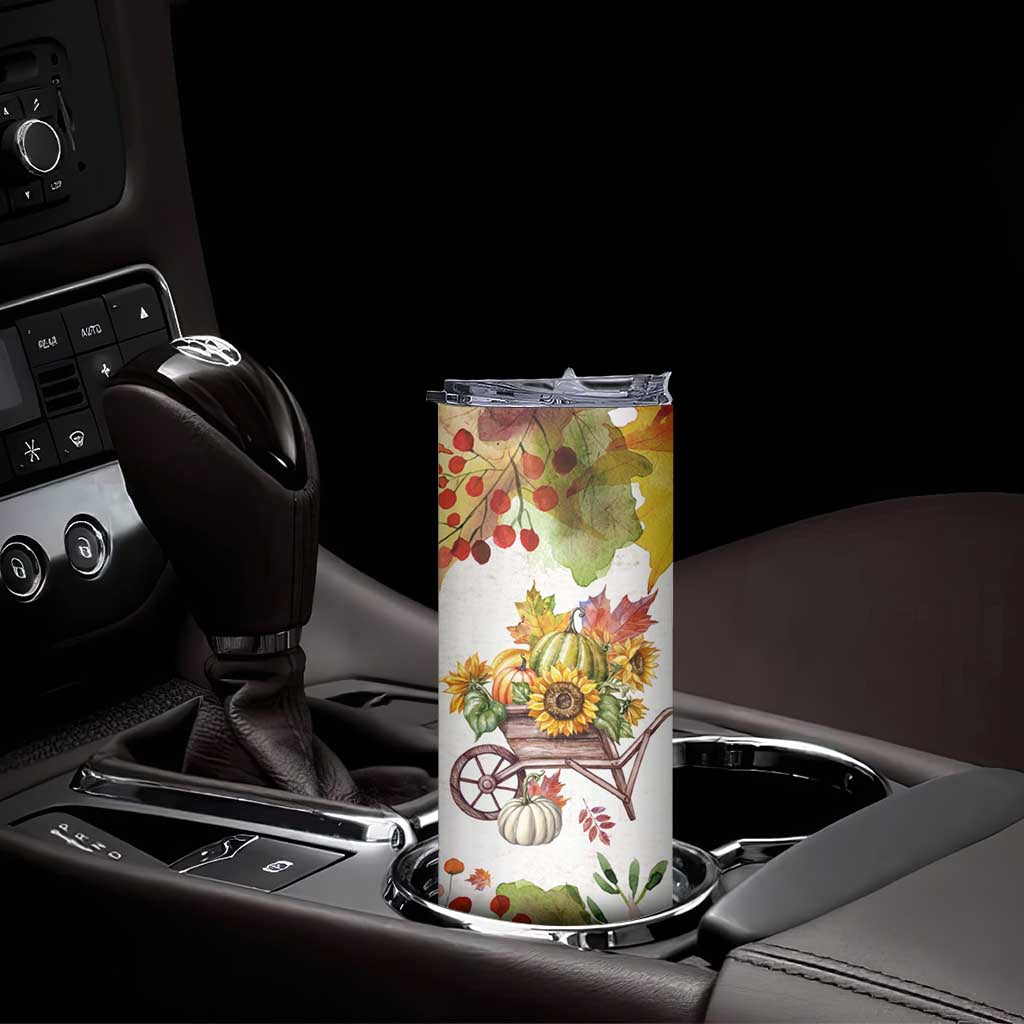 Autumn Pumpkins In The Wheelbarrow Personalized Skinny Tumbler TS04 Print Your Wear