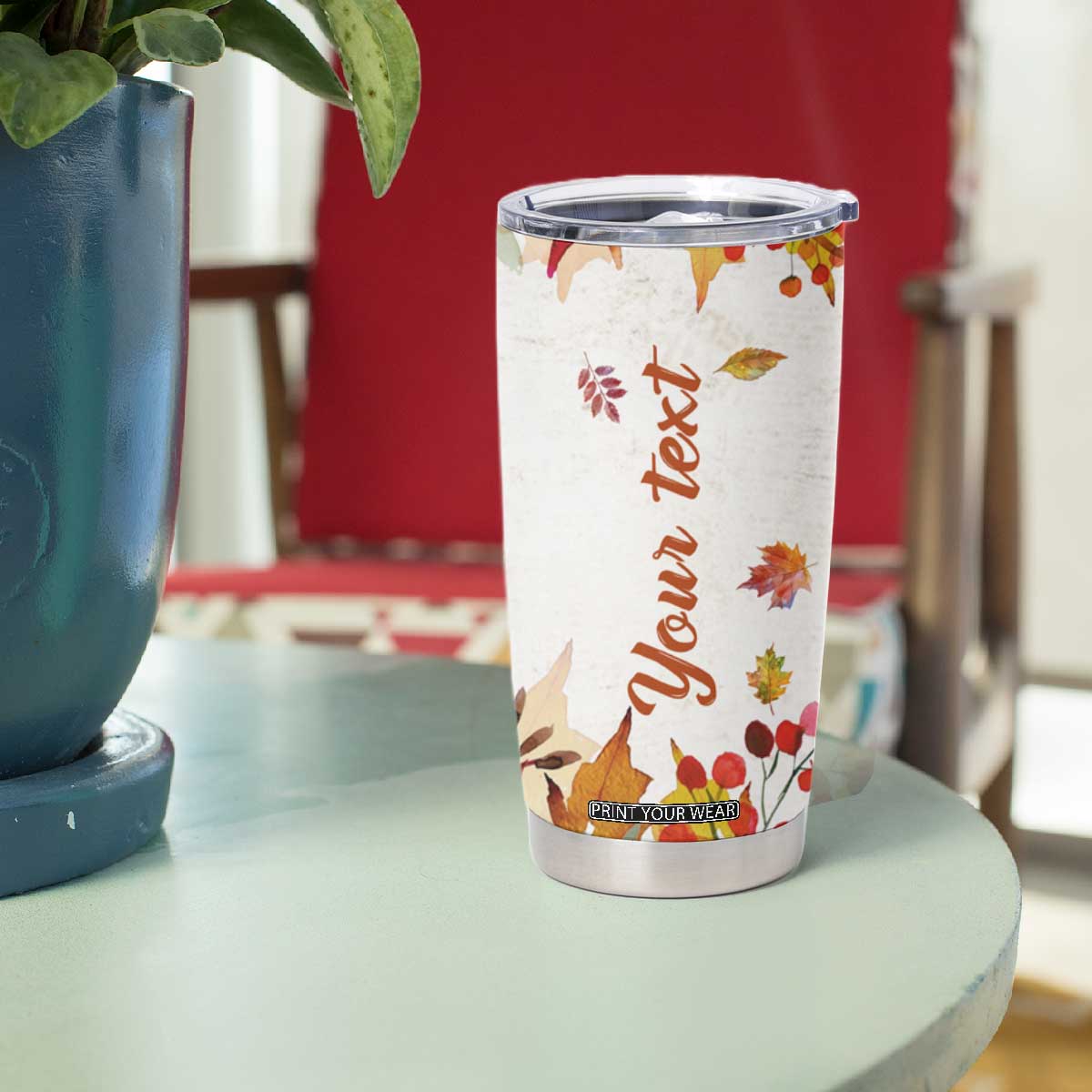 Autumn Pumpkins In The Wheelbarrow Personalized Tumbler Cup TS04 Print Your Wear