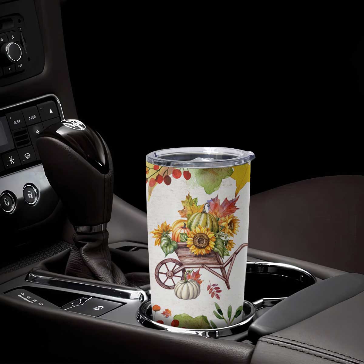 Autumn Pumpkins In The Wheelbarrow Personalized Tumbler Cup TS04 Print Your Wear