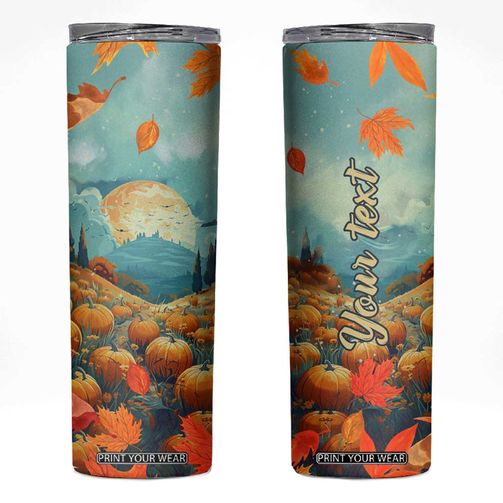 Autumn Pumpkin Field Personalized Skinny Tumbler TS04 Multicolor Print Your Wear