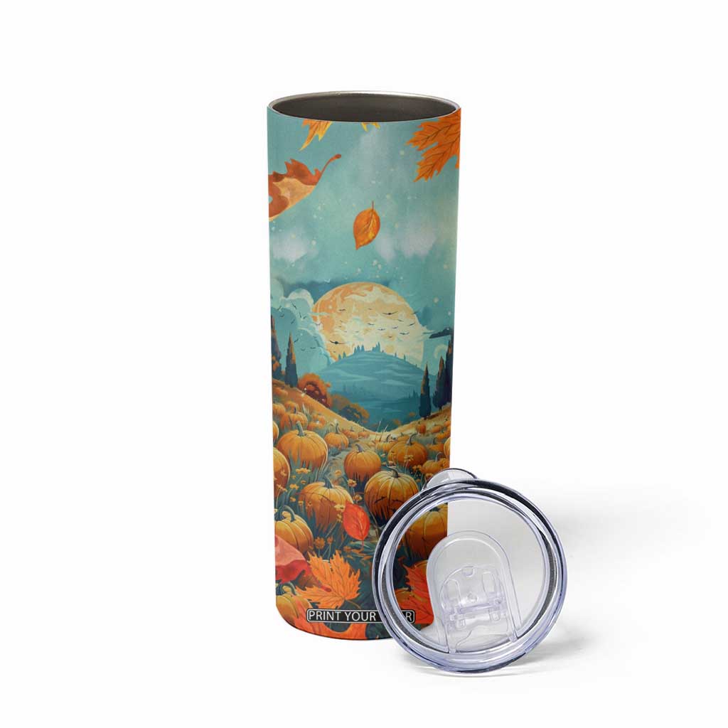 Autumn Pumpkin Field Personalized Skinny Tumbler TS04 Print Your Wear