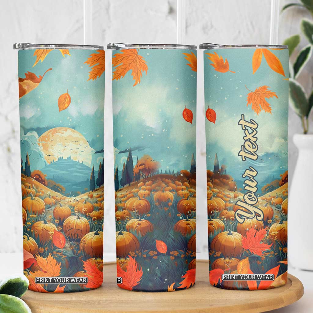 Autumn Pumpkin Field Personalized Skinny Tumbler TS04 Print Your Wear