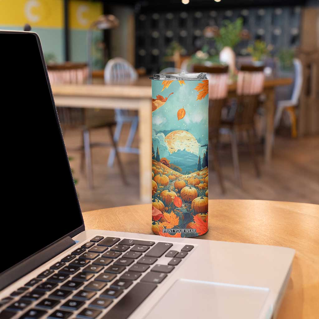Autumn Pumpkin Field Personalized Skinny Tumbler TS04 Print Your Wear