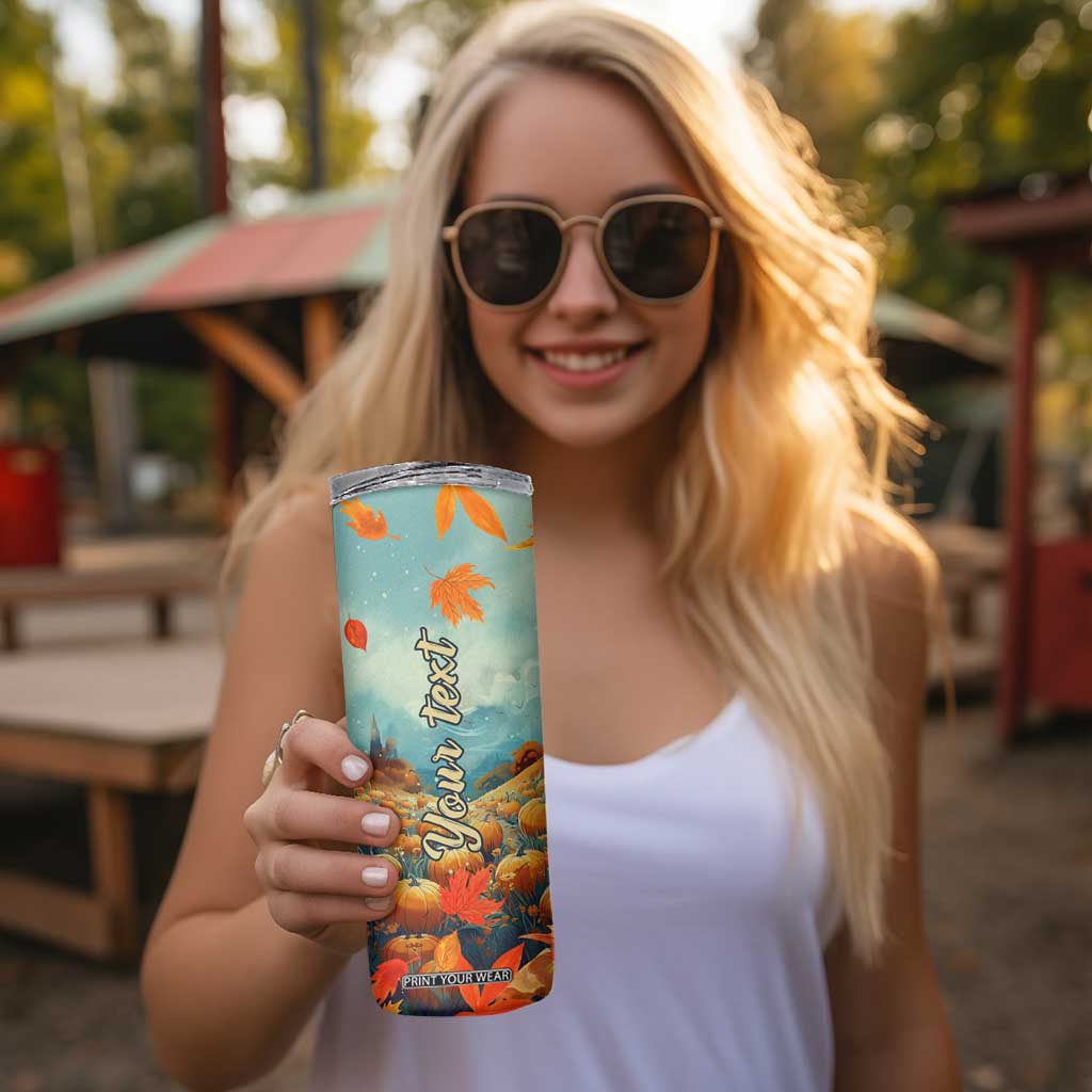 Autumn Pumpkin Field Personalized Skinny Tumbler TS04 Print Your Wear