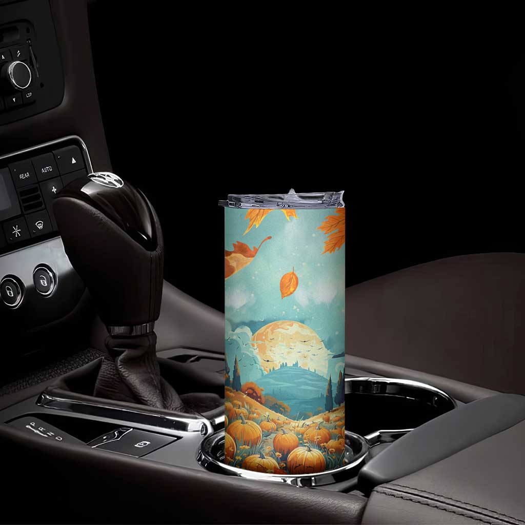 Autumn Pumpkin Field Personalized Skinny Tumbler TS04 Print Your Wear