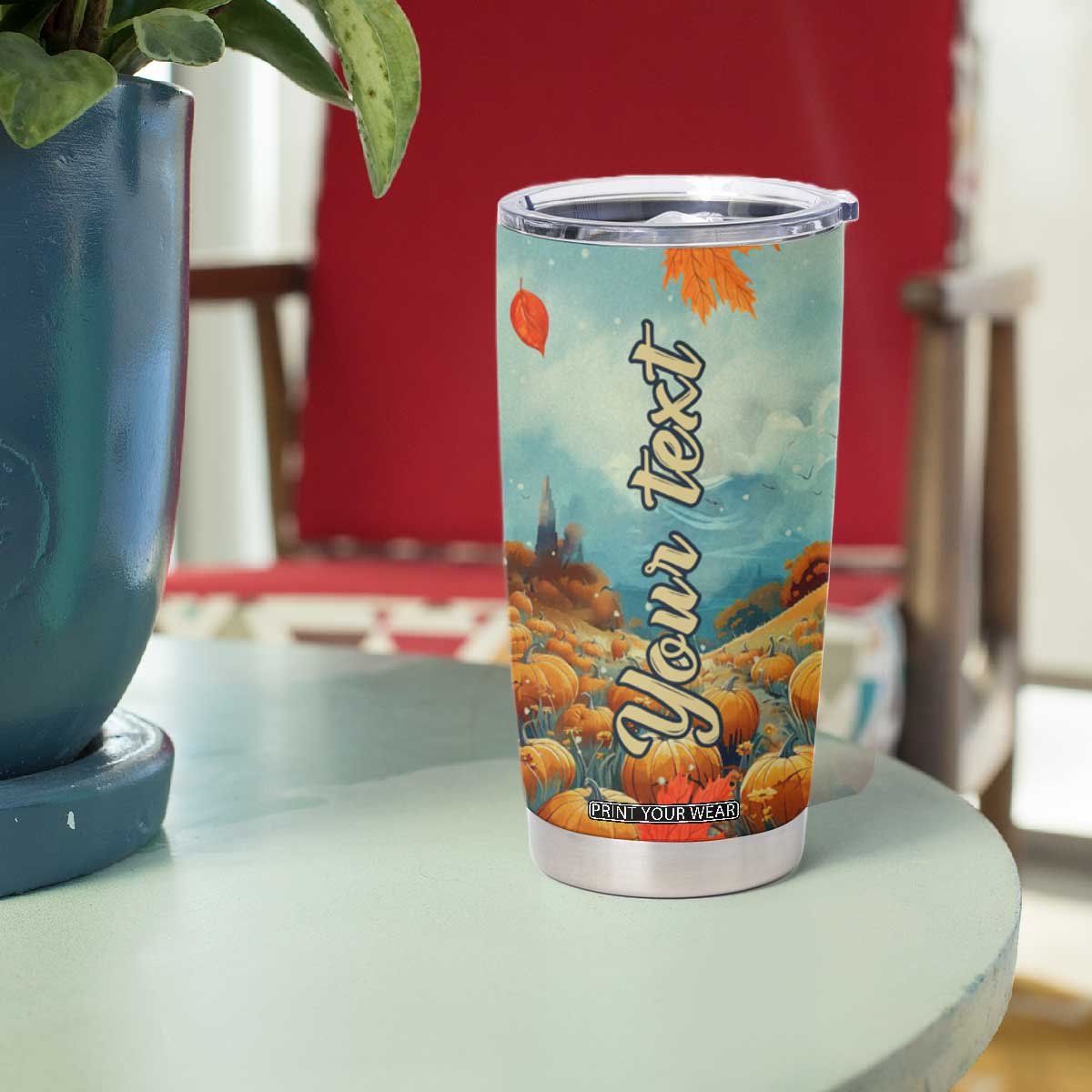 Autumn Pumpkin Field Personalized Tumbler Cup TS04 Print Your Wear