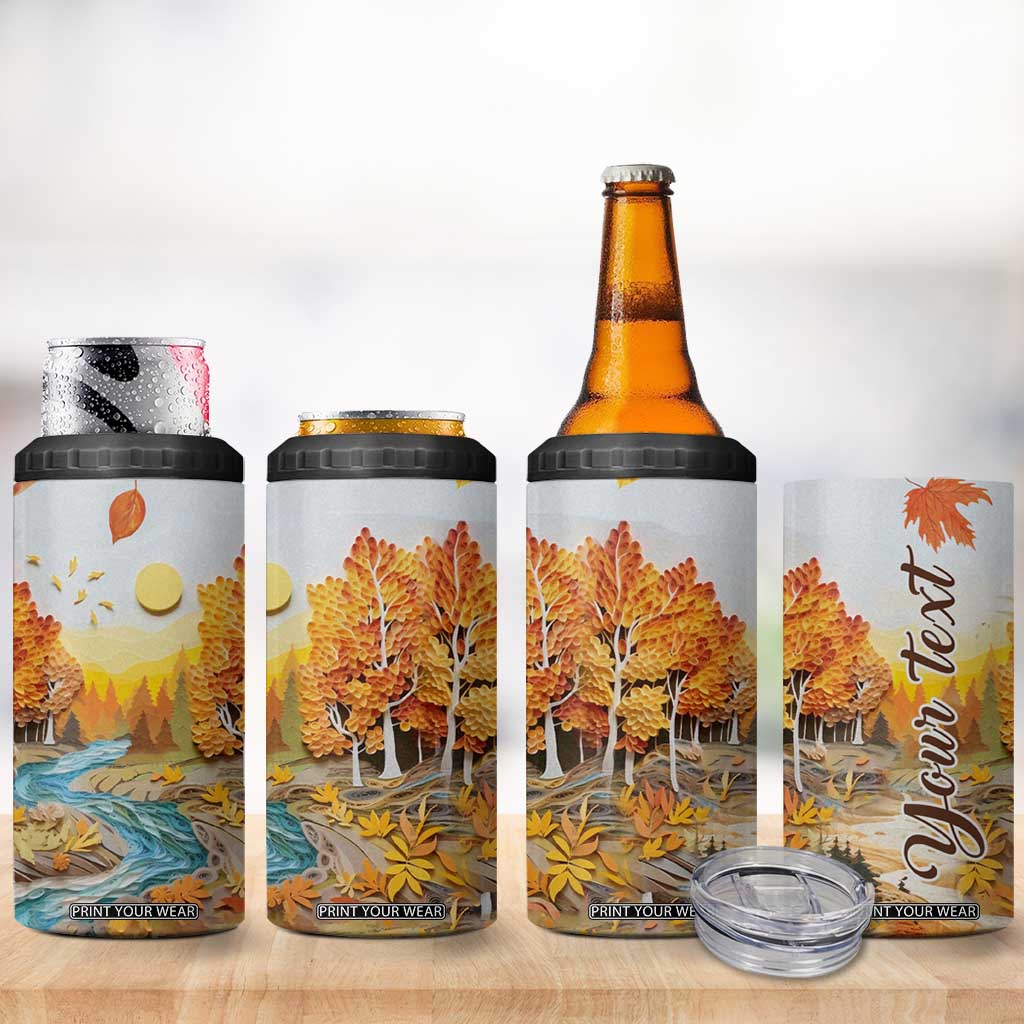 Autumn Leaves Quilling Art Personalized 4 in 1 Can Cooler Tumbler TS04 Print Your Wear