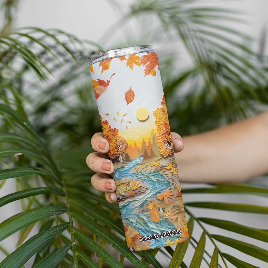 Autumn Leaves Quilling Art Personalized Skinny Tumbler TS04 Print Your Wear