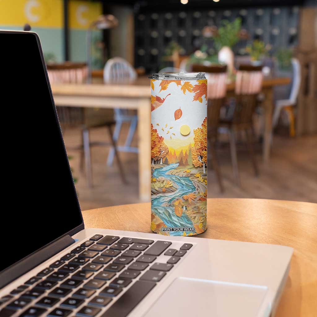 Autumn Leaves Quilling Art Personalized Skinny Tumbler TS04 Print Your Wear