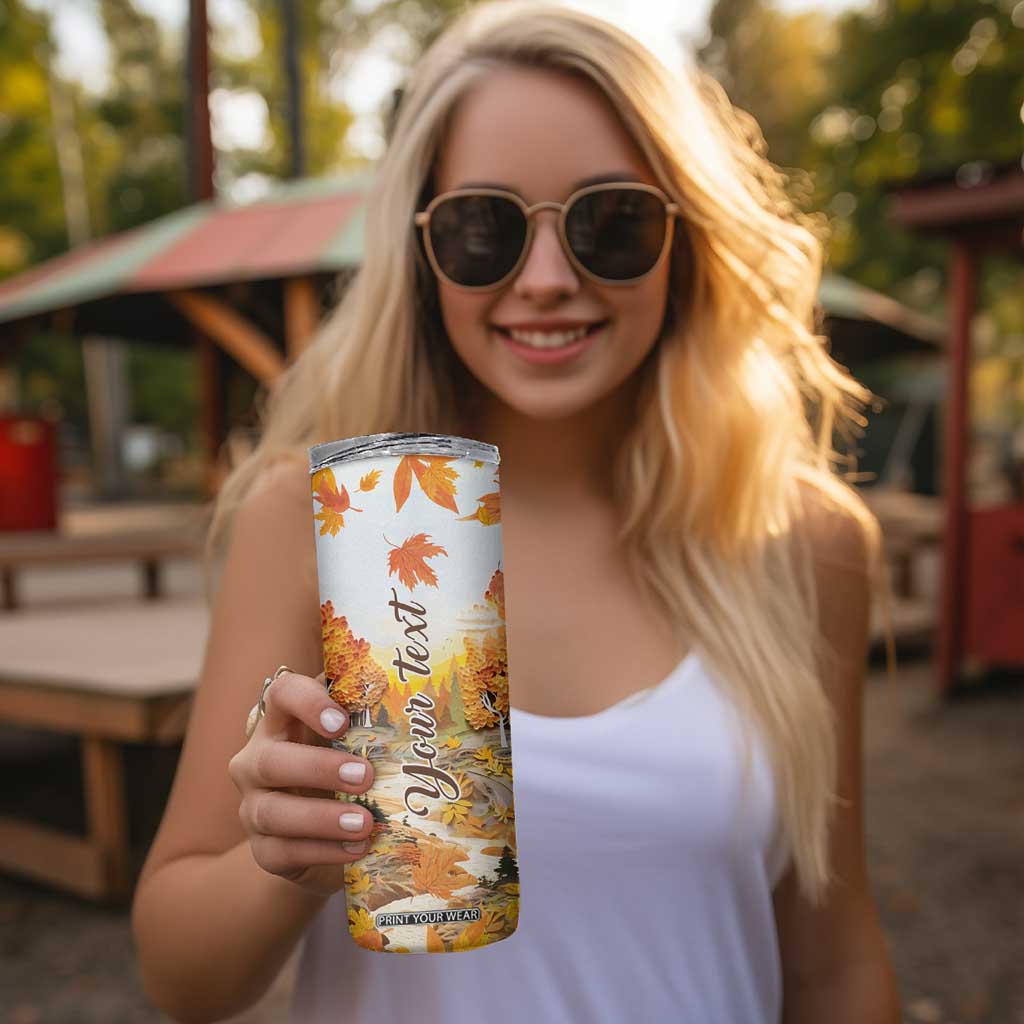 Autumn Leaves Quilling Art Personalized Skinny Tumbler TS04 Print Your Wear