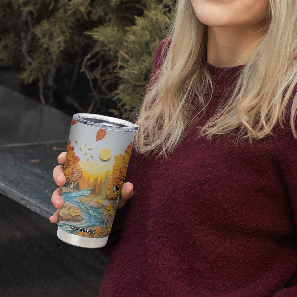 Autumn Leaves Quilling Art Personalized Tumbler Cup TS04 Print Your Wear