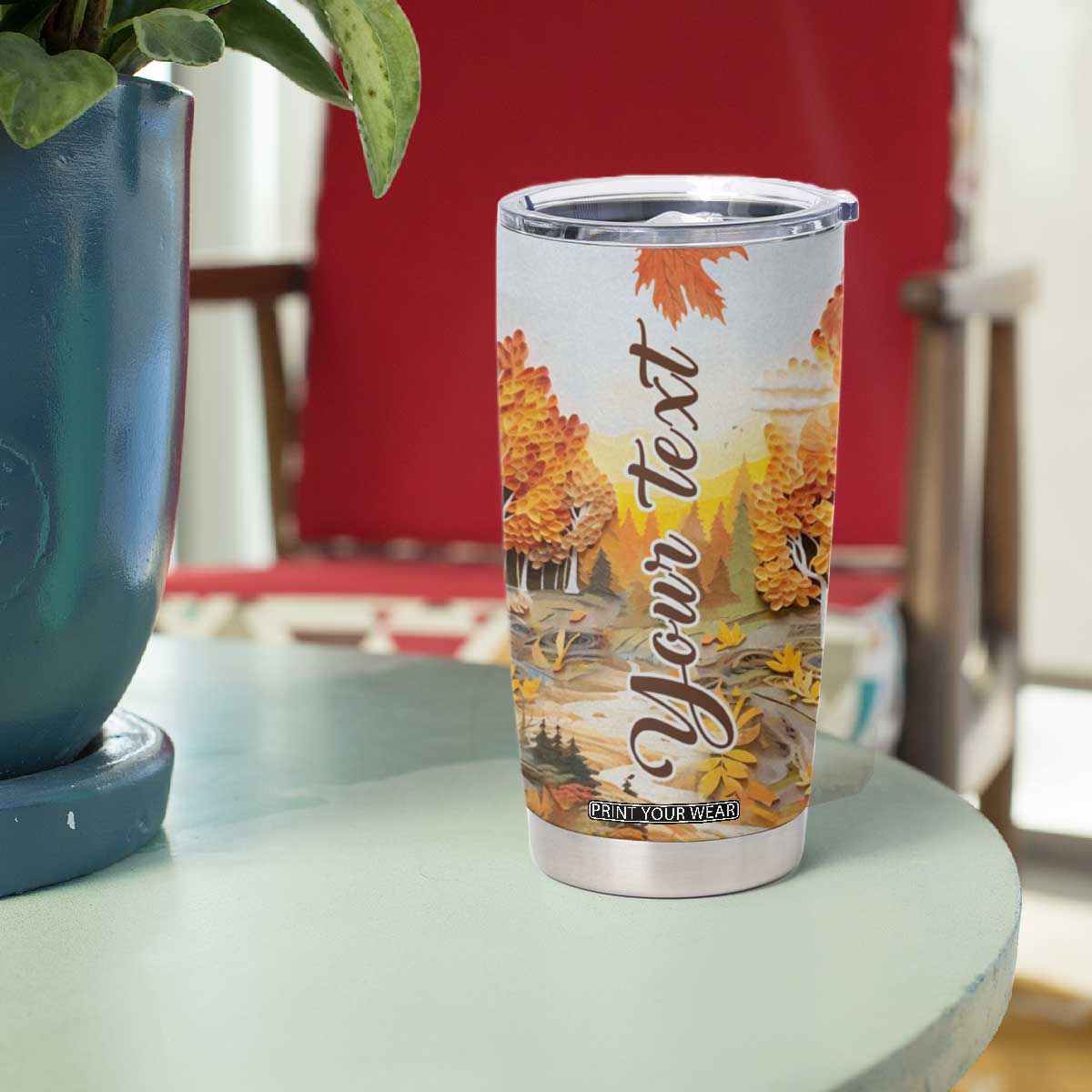 Autumn Leaves Quilling Art Personalized Tumbler Cup TS04 Print Your Wear