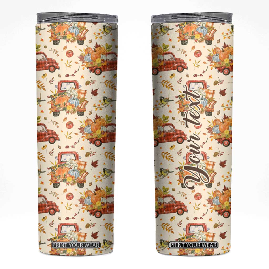 Truck Autumn Pattern Personalized Skinny Tumbler TS04 Multicolor Print Your Wear