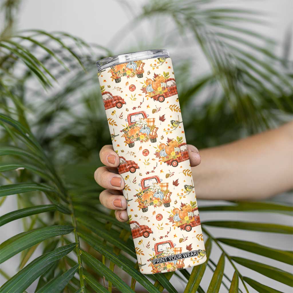 Truck Autumn Pattern Personalized Skinny Tumbler TS04 Print Your Wear